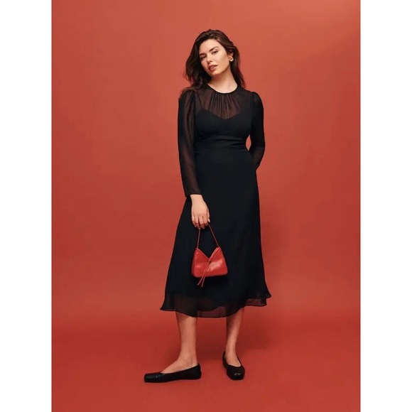 Reformation Dresses & Skirts - NWT Reformation Wadeline Black Long Sleeve A-line Dress
